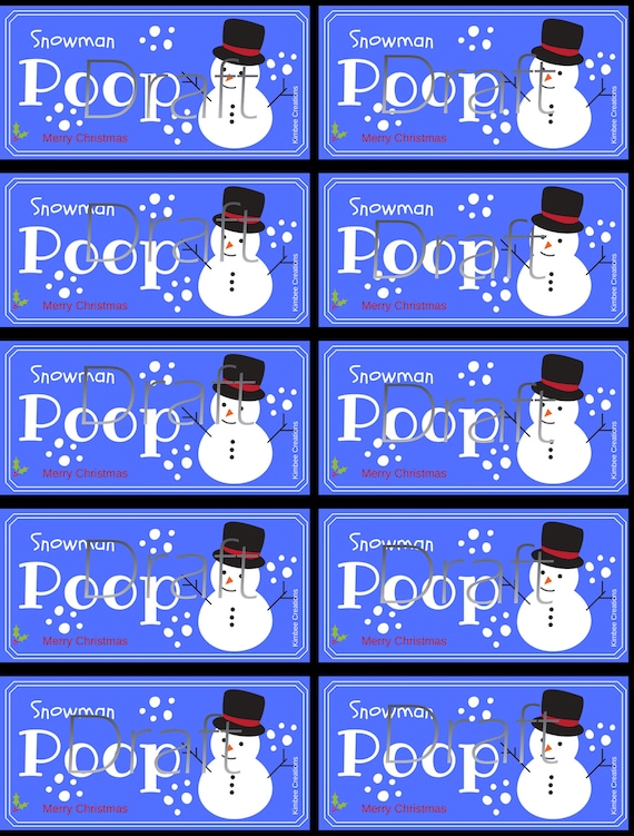 Christmas Snowman Poop Labels