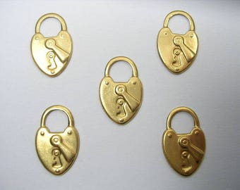 SET 5 CHARMS METALS Gold: Padlock 19 mm