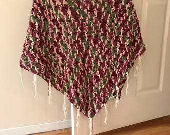 Purple and Green Multi Color Shawl / Open Poncho