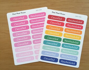 Cancelled / rescheduled stickers for Erin Condren, Plum Paper, Filofax, Kikki K (DPD097-100)