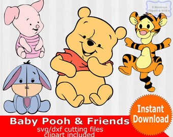 Baby Winnie the Pooh and friends, baby winnie the pooh Clipart, baby winnie the pooh SVG, SVG Files for Silhouette Cameo,cricut cut file,dxf