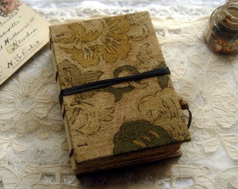 Tea On Sunday - Hand Bound Linen Journal, Tea Stained Pages - OOAK