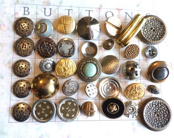 35 Metal VINTAGE Buttons Shank Buttons Old Metal Buttons from Muscatine Iowa
