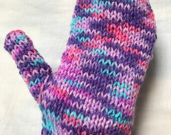 Dark Pastel Mittens, Dark Pastel Gloves, Colorful Mittens, Colorful Gloves, Mittens for Her, Ladies Mittens, Knitted Mittens, Woolly Mittens
