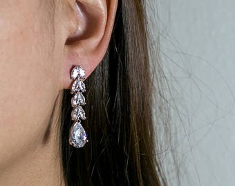 Tear Drop Dangle Earrings Cubic Zirconia