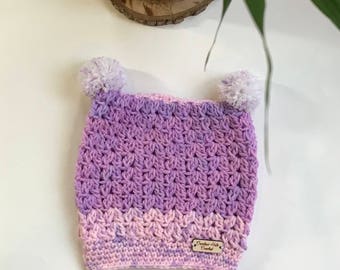 Pompom crochet hat newborn infant size