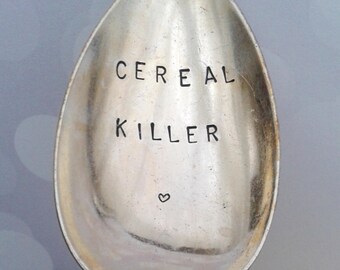 Stamped spoon, silver plated spoon, cereal killer
