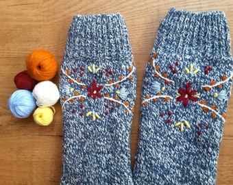 Hand Embroidered wool socks