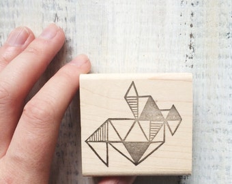 Triangle Abstraction Rubber Stamp by Brown Pigeon and Tusk and Cardinal, aka Bird in the Hand : A special artist collaboration