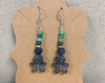 Hypoallergenic Aromatherapy Earrings, Essential Oil Diffusing Earrings, Diffusing Earrings, Lava Earrings, Butterfly Earrings