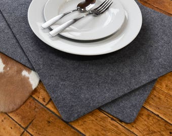 Premium Modern Felt Placemats. 17" x 13" Set of 2! 9mm Thick Felt. Protects Your Table. Ships from USA. Table protector. Table cover.