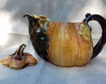 Pumpkin teapot, Ceramics, Exclusive, Handmade, Stoneware
