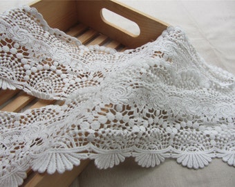 4.72“ Cotton Lace Trim , Crochet Lace Trim, Antique Lace Trim, white Cotton Lace,white lace trim