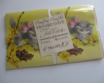 Vintage Tallies-KITTENS-Old Stock-Ephemera-Games-Playing Cards-Unused