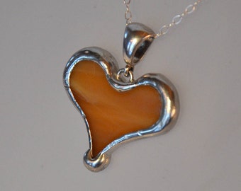 Caramel brown heart necklace