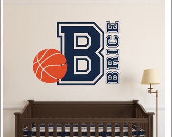 Basketball Wall Decal Personalized Basketball Decal Vinyl Wall Decal Boys Girls Bedroom Decal Nursery Decal Wall Monogram Sports Athletic