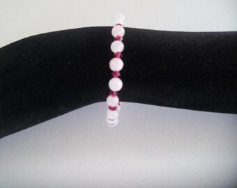 rose quartz and swarovski bracelet