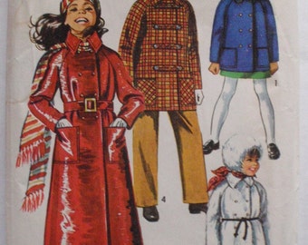 Child's Double Breasted Coat and Hood Sewing Pattern - Simplicity 9048 - Size 4, Breast 23