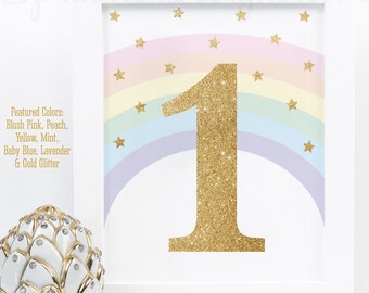 printable unicorn first birthday party decorations rainbow