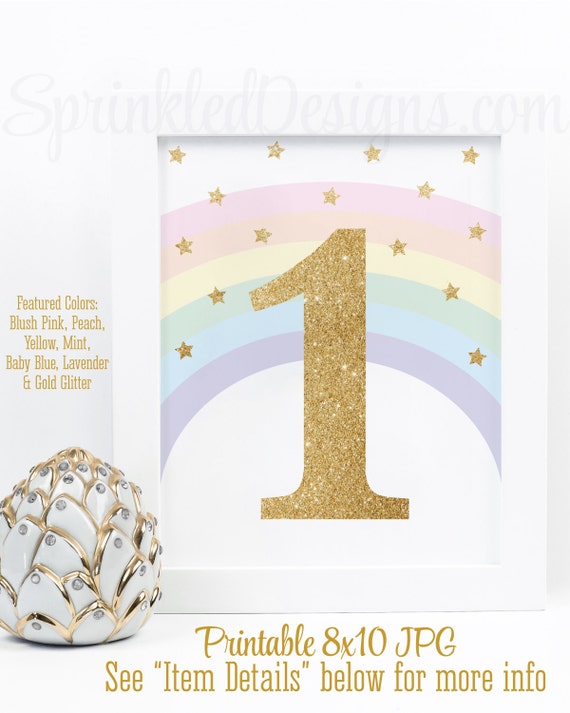 printable rainbow unicorn first birthday party decorations