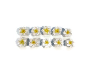 12 mm Polymer Clay Plumeria Flowers Set of 10 (MP1)