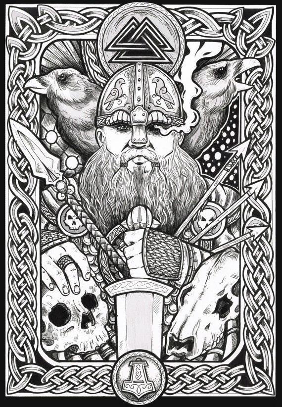 Viking art odin fantasy art print Viking art odin fantasy art print