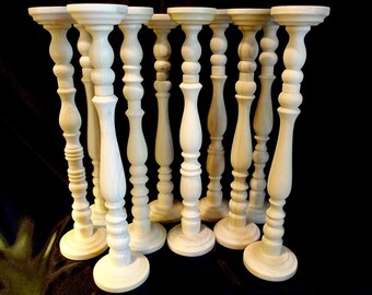 Wedding Candle Holders, Set of 10, Unfinished Poplar, 22"