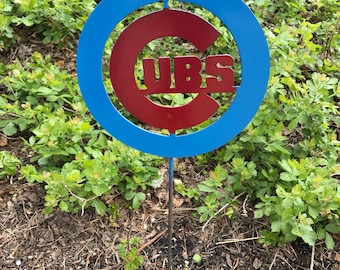 Chicago Cubs yard garden stake, home decor, baseball art, gifts, metal sign, yard decorations, yard sculpture, Chicago, Cubs