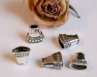 Cap X 5 Silver indiancone Tibetan 15x15.5x8.5mm