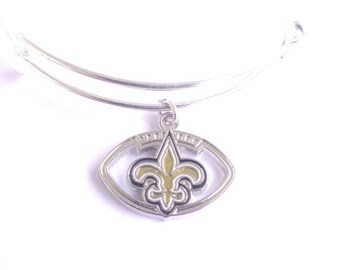 New Orleans Saints football team charm bangle bracelet