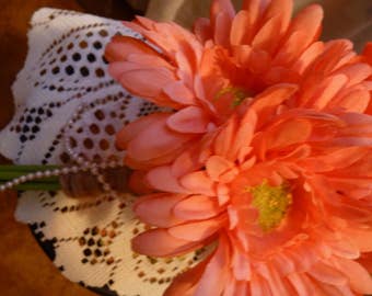 Coral gerbera daisy bouquet