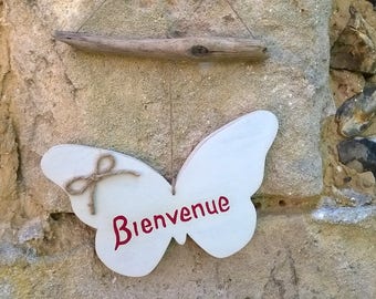 Welcome wooden Butterfly