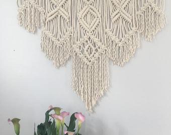 Large Geometric Macrame Wall Hanging / Large Boho Wall Hanging / Large Geometric Macrame Tapestry / Over Bed Wall Decor