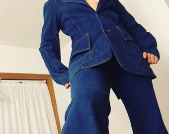 70’s Disco Denim Clochard Bellbottom Suit