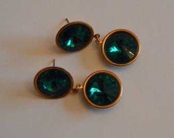 Emerald green vintage 1990's earrings