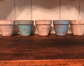 Hand Painted And Aged Terra Cotta Pots