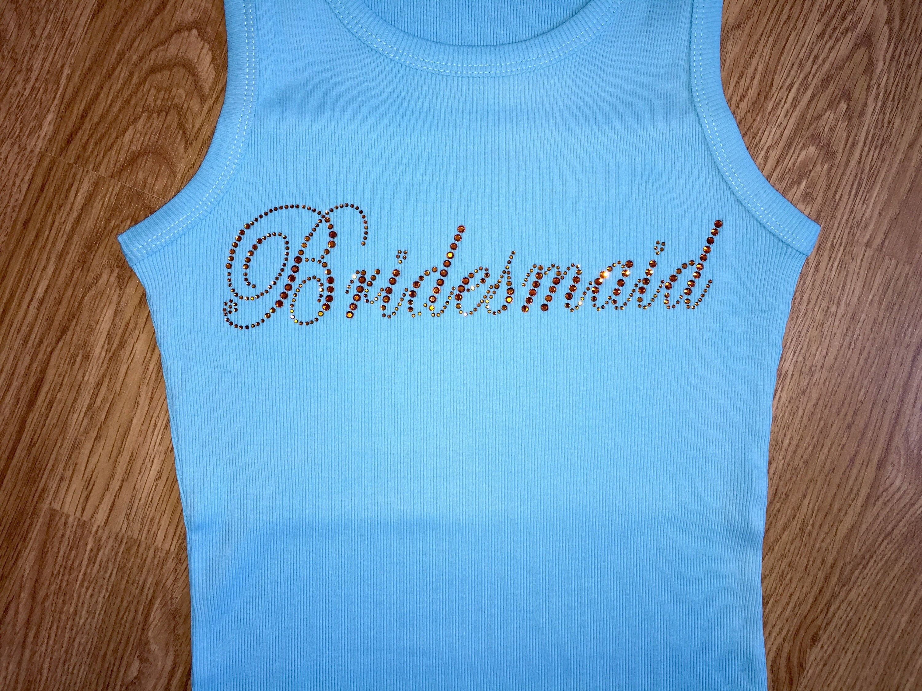 Gold Rhinestone Bridesmaid tank top . Gold wedding ideas