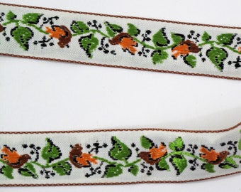 Bird Ribbon, Jacquard Ribbon, Vintage Ribbon, Sewing Trim, Tyrolean Trim, Folkloric Ribbon, Jacquard Trim, Woven Trim, 3/4" wide, 3 Yards