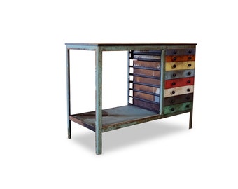 Metal Cabinet w/ Multicolored Drawers