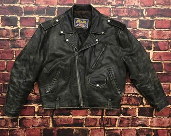 Vintage Avirex Distressed Leather Motorcycle Jacket Leather Jacket Biker Jacket Mens Size Small Leather Moto Jacket Distressed Moto