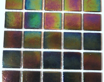 20mm (3/4") Black Iridescent Vitreous Glass Mosaic Tiles//Mosaic//Mosaic Supplies// Craft Supplies