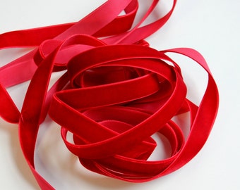 5/8" wide Velvet Ribbon in Red - 5 yards