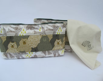 Quilted Zipper Pouch Set Bears Can Fly