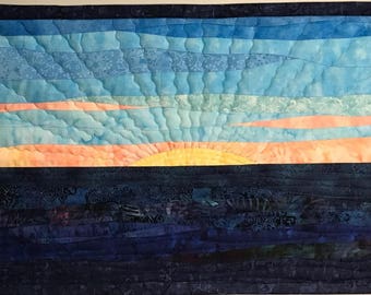 Art Quilt sunrise 7, Landscape Quilt, Wall Hanging, Wall Quilt
