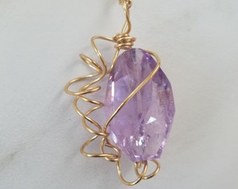 Amethyst Pendant, Stone Pendant, Gold Pendant, Gift for Her, Birthday Gift, February Birthstone, Gift Idea, Jewelry for Women, Necklace
