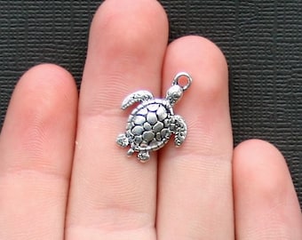 BULK 50 Turtle Charms Antique Silver Tone - SC2295