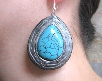 Turquoise earrings - Drop earrings - Boho earrings - Bohemian earrings - Blue earrings - Boho jewelry - Earrings for her - Turquoise jewelry