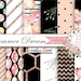 Watercolor Floral Digital Paper Pack,Pink, Black, White & Rose Gold, Romantic Paper Pattern,Scrapbooking Paper,Watercolor Flowers