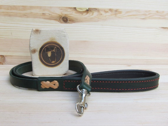 Leather Dog Leash, Green Dog Leash, Custom Lenght and Width, Strong Dog Lead, Walking Dog Leash, Soft Dog Lead, Comfort Grip Dog Lead