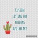 Custom listing for Potions Apothecary